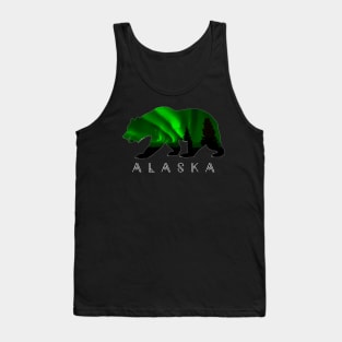 Alaskan Bear With Green Aurora Borealis Trees Tank Top